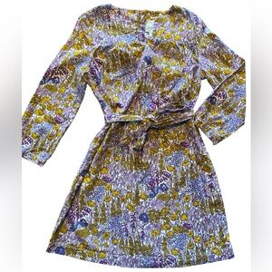 Peek Brand  Purple and Yellow Floral Corduroy Dress Size M (6-7)
